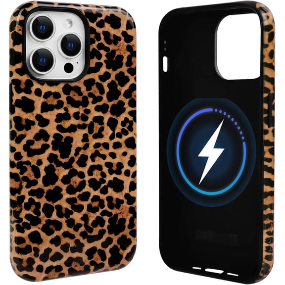 FRKSMD-Compatible with iPhone 13 Pro Case Magnetic Compatible with MagSafe Cute Leopard Amber Aesthetic Tortoise Design for Women Men Girls Soft TPU Shockproof Protective Cover - Yellow