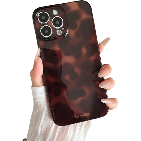 FRKSMD-Compatible with iPhone 15 Pro Case Amber Tortoise Shell Phone Case for Women Girls Soft TPU Shockproof Full Camera Protective Phone Cover Brown