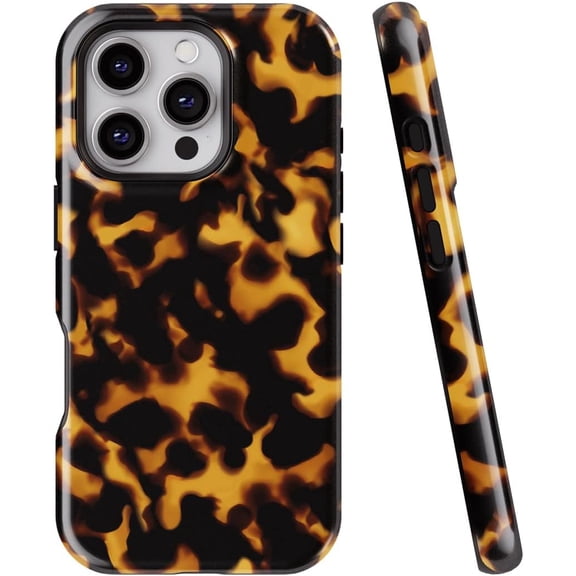 FRKSMD-Compatible with iPhone 16 Pro 6.3" Case, [8 ft Drop Tested] Shockproof Design Protective Slim Stylish TPU Durable Phone Cover Case (Glossy Tortoise)