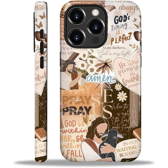 FRKSMD-Compatible with iPhone 16 Pro Max Case, Jesus Quote Collage Cover for Women Men, Shockproof Soft TPU and Hard PC Protective Phone Case for iPhone 16 Pro Max