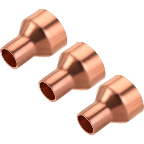 FRKSMD-Copper Reducing Coupling Fitting with Sweat End, 1/2 x 1 Inch ID for HVAC Refrigeration Adapter, Pack of 3