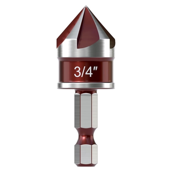 FRKSMD-Countersink Drill Bit-82 Degree, 5 Flutes High Speed Steel Countersink Bits, with 1/4 Inch Quick-Change Hex Shank, 3/4 Inch Sizes, for Metal, Wood, Plywood, Plastic