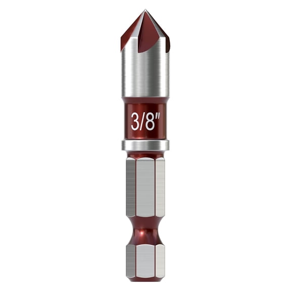 FRKSMD-Countersink Drill Bit-82 Degree, 5 Flutes High Speed Steel Countersink Bits, with 1/4 Inch Quick-Change Hex Shank, 3/8 Inch Sizes, for Metal, Wood, Plywood, Plastic