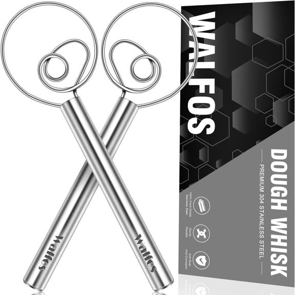 FRKSMD-Danish Dough Whisks, Rustproof Stainless Steel Bread Whisk, Quick Mixing Bread Mixer, Dutch Dough Whisk for Cooking, Blending, Whisking, Stirring, Sourdough, Pizza, Pastry, Cake Batter2pcs)