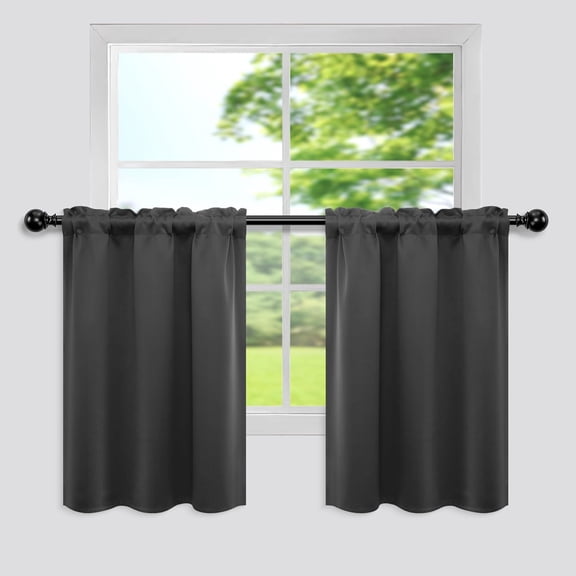 FRKSMD-Dark Gray Blackout Short Curtains for Small Windows 18x30 Inch Length