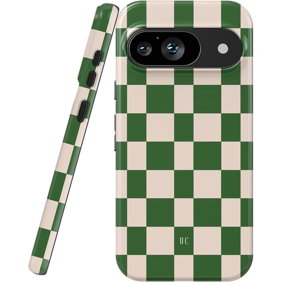 FRKSMD-Designed for Google Pixel 9 and Google Pixel 9 Pro Case, Shockproof Design Protective Slim Stylish TPU Durable Phone Cover Case Non-Slip Precise Cutouts for Camera (Green Checkered)