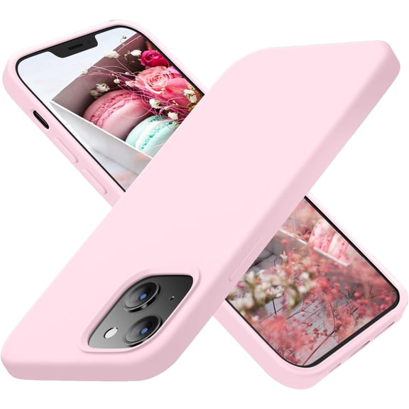 FRKSMD-Designed for iPhone 13 Case, Designed for iPhone 14 Case, Silicone Ultra Slim Shockproof Protective Phone Case with [Soft Anti-Scratch Microfiber Lining], 6.1 inch, Chalk Pink