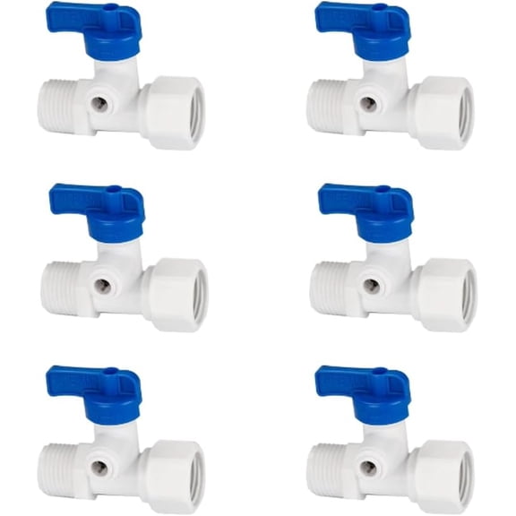 FRKSMD-Dishwasher, Ice Maker, RO Supply Line Water Valve 1/2" NPT Inline with 1/4" Tube Outlet, Set of 6