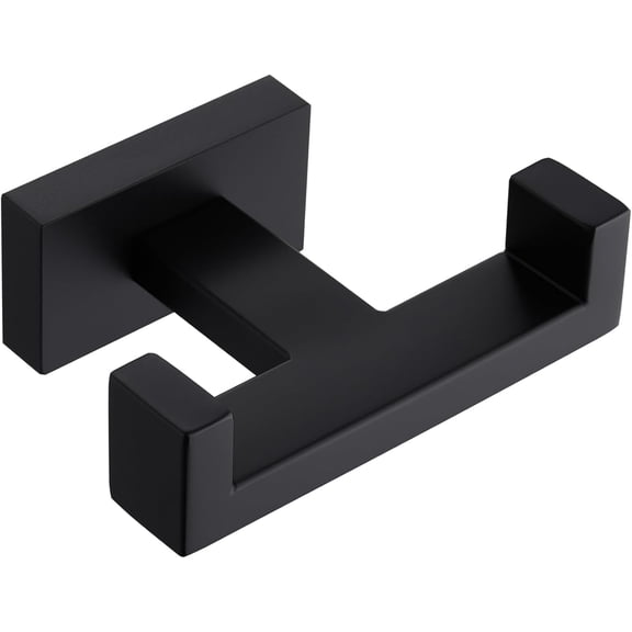 FRKSMD-Double Robe Towel Hook, 304 Stainless Steel Square Dual Coat Hook, Utility Bath Kitchen Storage Hanger Holder, Matte Black