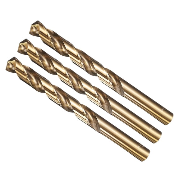 FRKSMD-Drill Bit (13mm) 3Pcs, M35 High-Speed Steel Straight Shank Spiral Flute 135Point Tip Gold Finish for Stainless Steel Iron Copper Aluminum Hard Metal