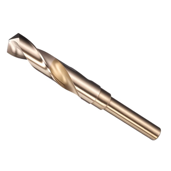 FRKSMD-Drill Bit (17mm), 1/2" Reduced Shank Round M2 High Speed Steel Bits 135-Degree Point Angle for Drilling Metal and Steel DIY Projects Gold