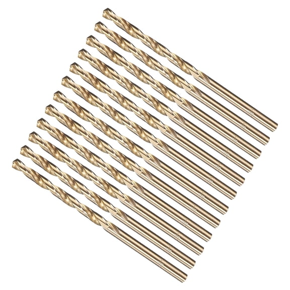 FRKSMD-Drill Bit (#28) 12Pcs, M2 High-Speed Steel Micro Number Bits Spiral Flute 135Point Tip Gold Finish for Stainless Steel Iron Copper Aluminum Hard Metal