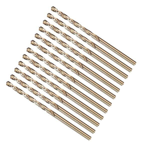 FRKSMD-Drill Bit (#43) 12Pcs, M2 High-Speed Steel Micro Number Bits Spiral Flute 135Point Tip Gold Finish for Stainless Steel Iron Copper Aluminum Hard Metal