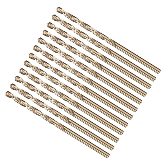 FRKSMD-Drill Bit (#50) 12Pcs, M2 High-Speed Steel Micro Number Bits Spiral Flute 135Point Tip Gold Finish for Stainless Steel Iron Copper Aluminum Hard Metal