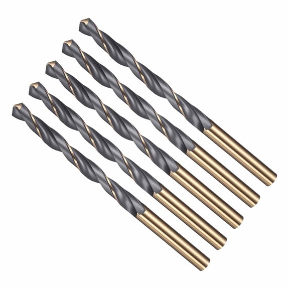FRKSMD-Drill Bit, 7mm Cutting Diameter, 4341 HSS Jobber Bits Gold and Black 118 Cutting Angle - (Applications: for Drilling Plastic Wood Soft Metal), 5-Pieces