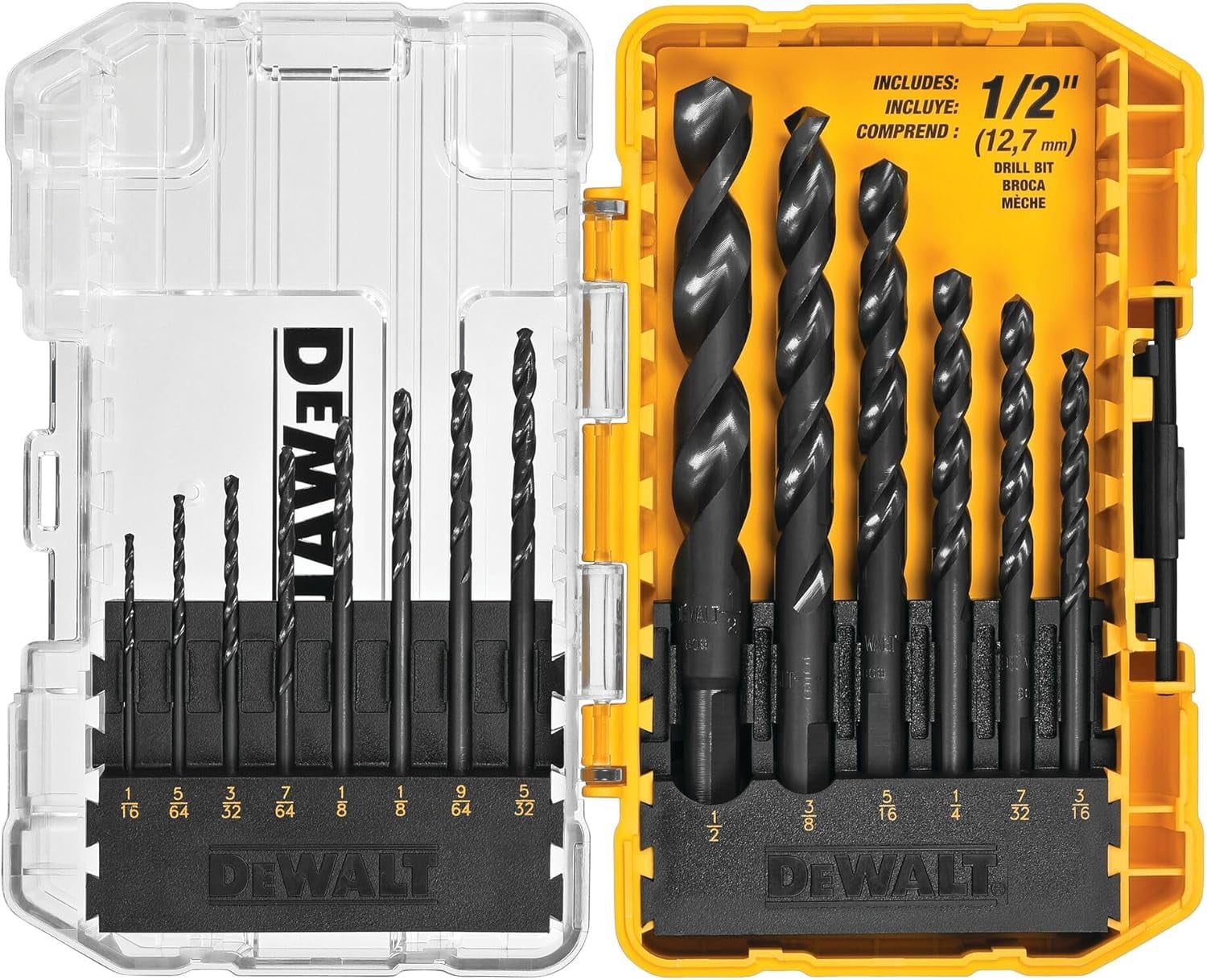 FRKSMD-Drill Bit Set, 3-Flats Shank,14-Piece, 135 Degree Split Point, for Plastic, Wood and Metal (DWA1184)