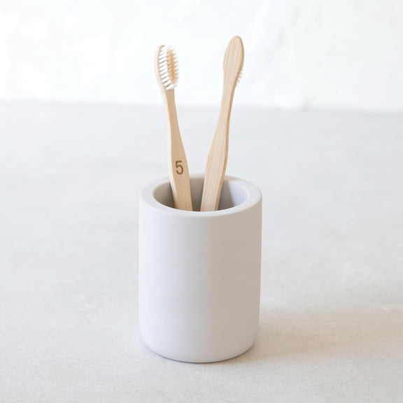 FRKSMD-Drying Stone Toothbrush Holder, Diatomite Toothbrush Holders for Bathroom, Quick Drying Electric Toothbrush & Toothpaste Holder Cup, Diatomaceous Earth Bathroom Sink Organizer (Light Grey)