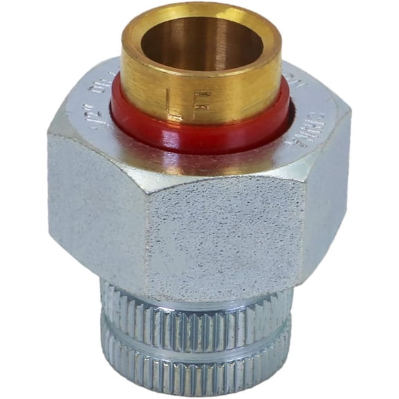 FRKSMD-EVGT3412-OM Dielectric Union Pipe Fitting 3/4 in. x 1/2 in. FIP x SWT Reduces Electrolysis Brass x Stainless Steel