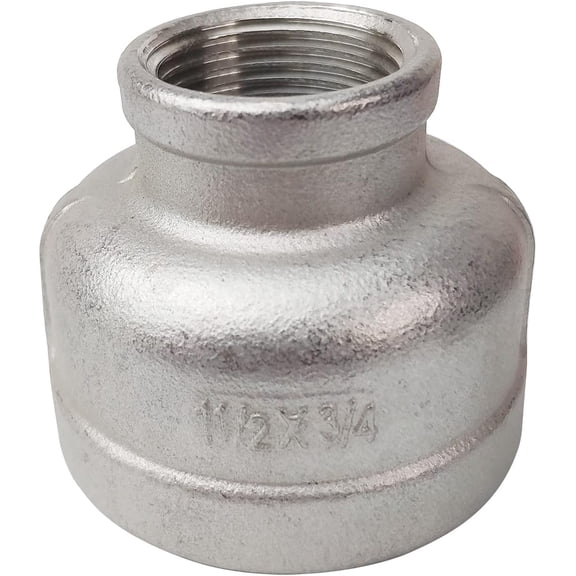 FRKSMD-Female Reducer Reducing Coupling,Stainless Steel 304 NPT Female Threaded Cast Pipe Fitting,Nipple (1-1/2" x 3/4")