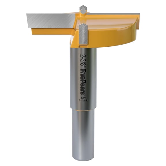 FRKSMD-FivePears Forstner Drill Bit 1/2 inch Shank, 2-3/8 inch Cutting Diameter, Carbide Tipped Wood Hole Saw Auger Opener, Hole Opener Hinge Hole Cutter for Woodworking, Plastic, Plywood Products