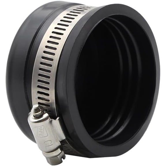 FRKSMD-Flexible PVC Pipe Cap with Stainless Steel Clamp, 1.9" Inner Diameter for 1-1/2" Nominal Pipe, Black (2-Inch)