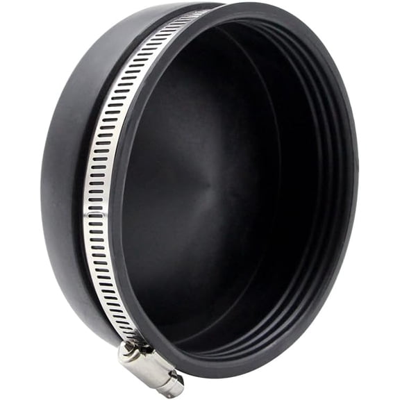 FRKSMD-Flexible PVC Pipe Cap with Stainless Steel Clamp, 1.9" Inner Diameter for 1-1/2" Nominal Pipe, Black (4-Inch)