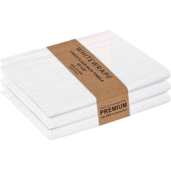 FRKSMD-Flour Sack Towels 18x28 100% Cotton (Pack of 3), Reusable Kitchen Tea Towels for Baking, Crafts, Embroidery Ideas