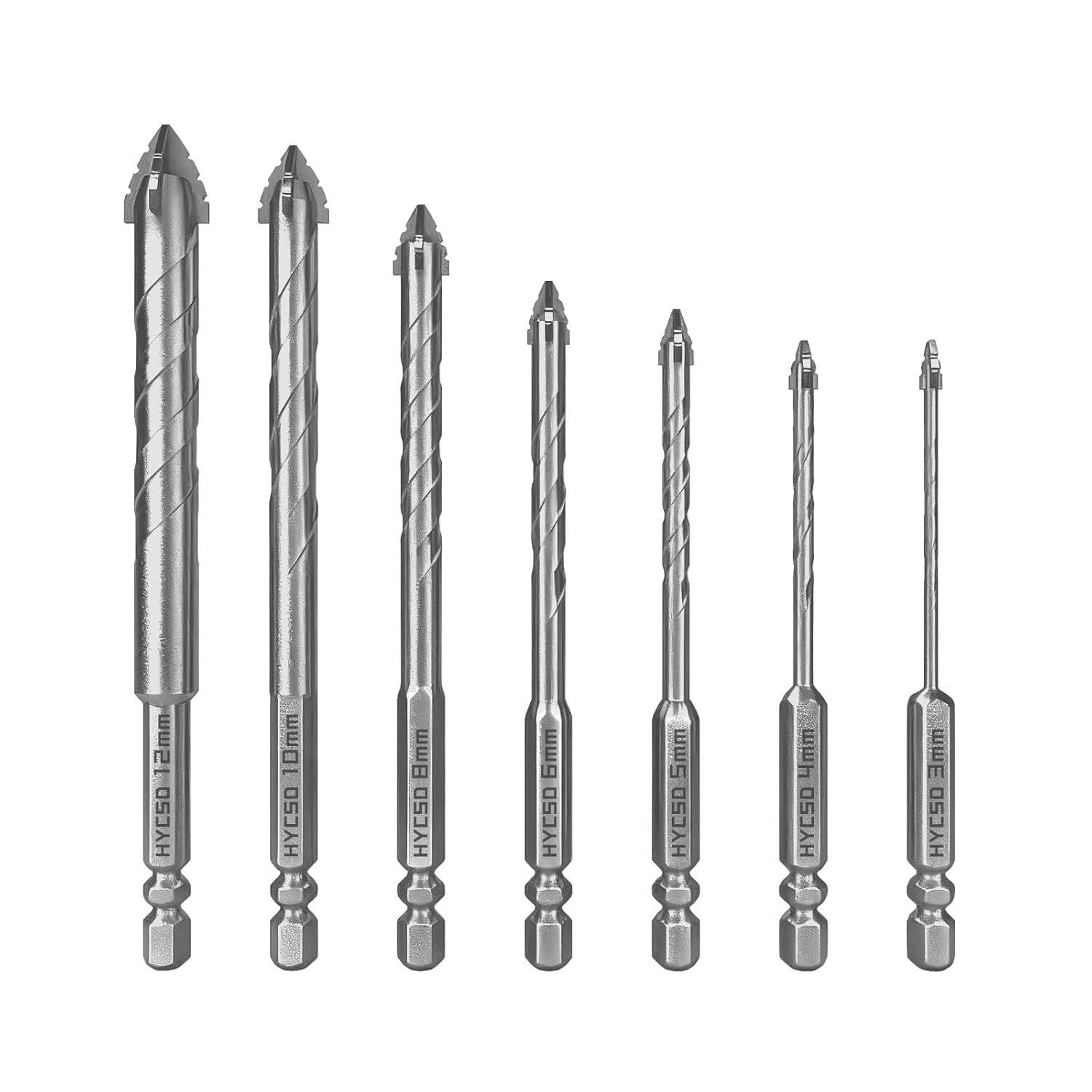 FRKSMD-Four-Blade Serrated Eccentric Drill Bits Set, High-Strength Carbide Tip, Multifunctional for Concrete, Glass, Wood, Metal, Tile & More, Durable Concrete & Glass Drill Bit Set, 7PCS