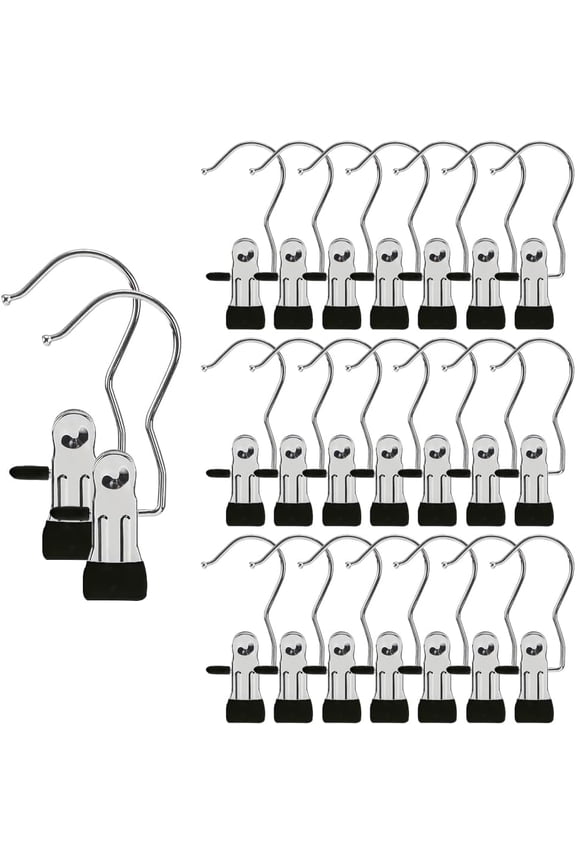 -Hangers Clips,Stainless Multi Function Clip Hooks,Laundry Hanging Hooks Clips,Closet Hangers,Boot Clips Hats Clips,Socks Clips,Pants Clips, Bras Clips (30, Black)