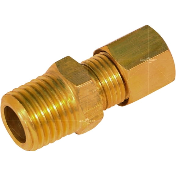 FRKSMD-Highcraft D68-38-OM Compression x Male Adapter Pipe Fitting 3/8" OD. COMP X MIP Connection No Lead Brass, 3/8" 3/8"