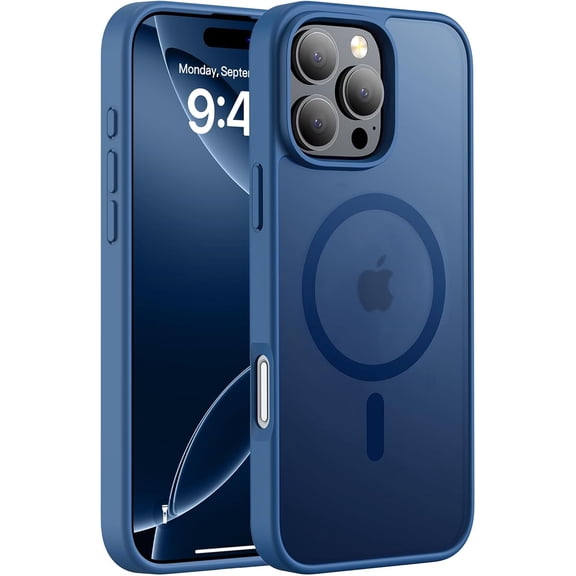 FRKSMD-Hualele Magnetic for iPhone 16 Pro Max Case,Compatible with MagSafe, Military Grade Dropproof Translucent Matte Hard Back Soft Edge 16 Pro Max Case,Sapphire Blue