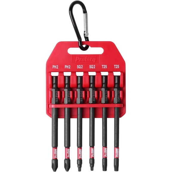 FRKSMD-Impact Bit Set W/clip, 2 Phillips, 2 Square, T25 TORX, 6-Piece, 3 1/2-Inch Length, Industrial Strength, 1/4" Hex Shank