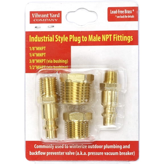 FRKSMD-Industrial Style Plug to Male NPT Fittings | Adapters to Winterize Blow out Backflow Preventer and Pressure Vacuum Breaker (PVB) for Sprinkler Systems (Solid Lead-Free Brass)