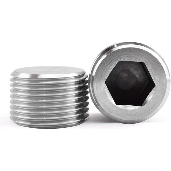 FRKSMD-Internal Hex Countersunk Male Thread Pipe Plug Connector 2PCS 1/2"NPT Thread 304 Stainless Steel Socket Pipe Plug Fitting
