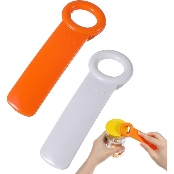 FRKSMD-Jar Key, 2Pcs Jar Key Lid Opener for Seniors, Women, Men, Opening Jars Lid (Orange & White)