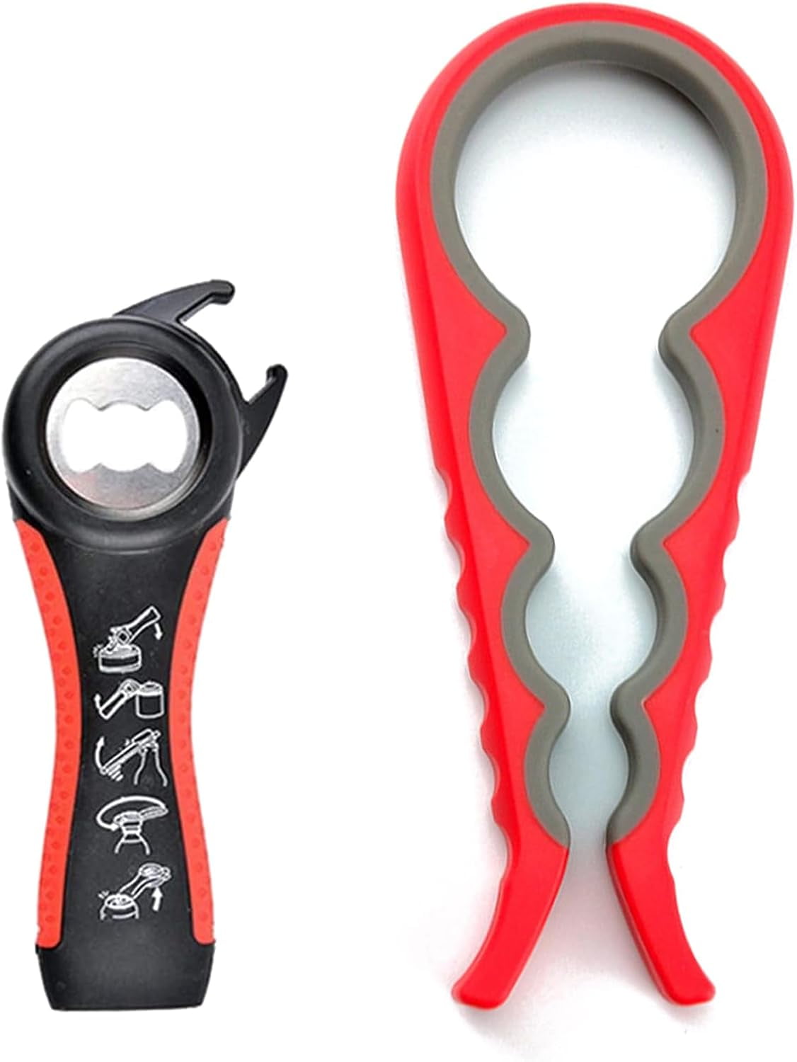 FRKSMD-Jar Opener for Seniors with Arthritis,Jar Opener for Weak Hands,5-in-1 Bottle Opener,4-in-1 Can Opener\u2026 (Red)