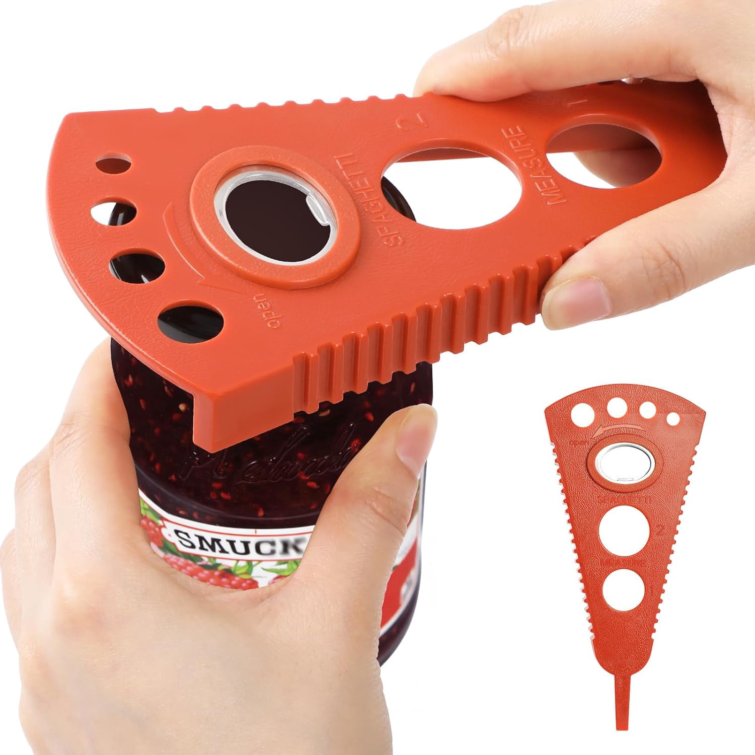 FRKSMD-Jar Opener for Weak Hands & Seniors, Multi-Functional Bottle Opener Tool for Lids, Tabs, Caps, Pull Rings, 5-in-1 Can Opener Dark Red