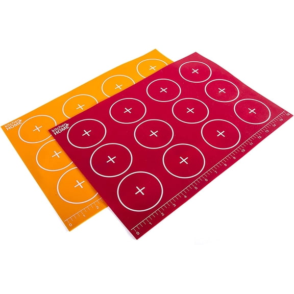 FRKSMD-Kitchen + Home Silicone Baking Mats - Set of 2 Non-stick, BPA Free Food Grade Silicone Mat Liners for Half-Size Cookie Sheet with Measurements