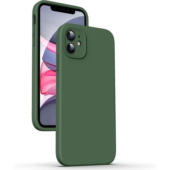 FRKSMD-Liquid Silicone Case for iPhone 11 - [Camera All-Round Protection] [Soft Microfiber Lining Anti-Scratch] 4 Layer Full Covered Shockproof Gel Rubber Phone Case Cover, 6.1", Green