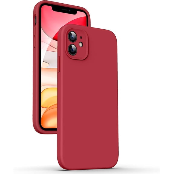 FRKSMD-Liquid Silicone Case for iPhone 11 - [Camera All-Round Protection] [Soft Microfiber Lining Anti-Scratch] 4 Layer Full Covered Shockproof Gel Rubber Phone Case Cover, 6.1", Red