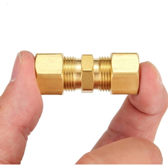 FRKSMD-Litorange 6 Pack Metals Brass Tube Fitting Fuel Brake Line Adapter Compression Union 3/8" x 3/8" Tube OD
