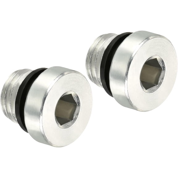 FRKSMD-M10*1.25 Internal Hex Head Pipe Fitting Plug, 2 Pack Male Thread 45# Steel Socket Plug with Sealing Ring for Terminate Pipe Ends