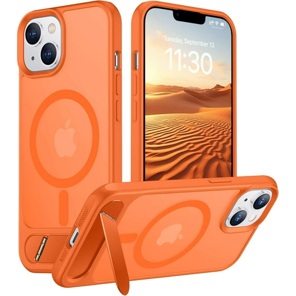 FRKSMD-Magnetic Compatible with iPhone 14 Case/iPhone 13 Case,[Built-in Invisible Kickstand][Compatible with MagSafe][Military Grade Shockproof] Slim Translucent Matte Phone Case for iPhone 14/13 6.1