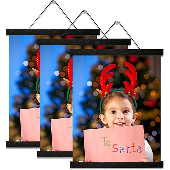 FRKSMD-Magnetic Poster Hanger Frame black 3 pack, 8x10 8x12 8x18 Poster Frame Wooden Magnetic Hanging Kit for Walls Map Canvas Artwork, 8 inch(B)x3pcs