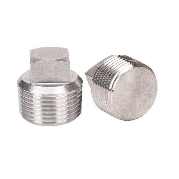 FRKSMD-Metalwork 304 Stainless Steel Pipe Fitting, Solid Square Head Plug, 3/8" NPT Male (Pack of 2)
