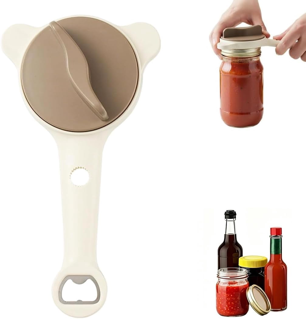 FRKSMD-Multi Purpose Jar Openers 4 in 1 Adjustable Bottle Lid Can Punch Manual Opener Tool for Weak Hands Seniors Women