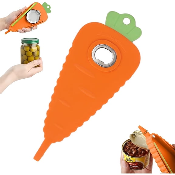 FRKSMD-Mutil Jar Opener Can Opener Bottle Opener and Lid Opener for Weak Hands, Seniors with Arthritis and Low Strength (4)-Carrot-Orange)