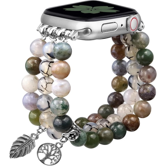 FRKSMD-Natural Stone Bracelet Beaded-Bands Women Compatible with Apple Watch 38mm 40mm 41mm 42mm (S10/11) Feminine Cute Handmade Stretch Strap for iWatch Series 11/10/9/8/7/6/5/4/3/2/1 SE 3/2/1
