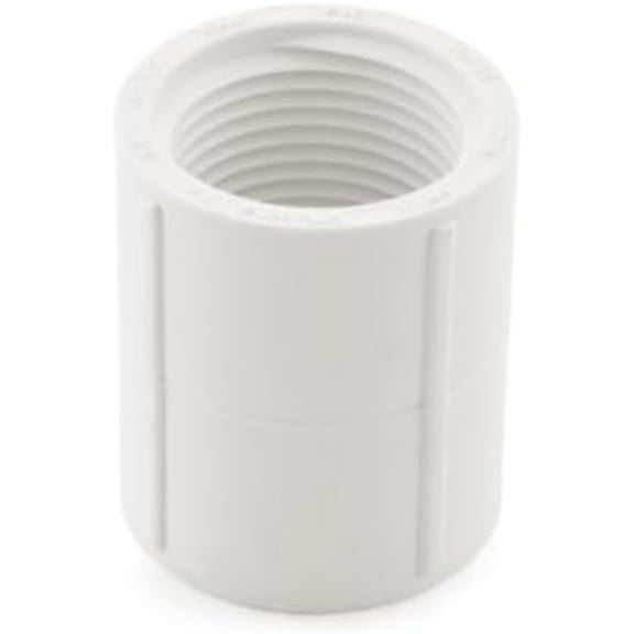 FRKSMD-PVC FNPT x FNPT Threaded Coupling White PVC Pipe Fitting Connector for Plumbing, Irrigation & Water Systems (1-1/4 Inch)