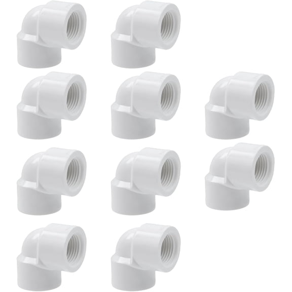 FRKSMD-PVC Pipe Fittings 1/2 Inch White PVC Pipe Fitting Connector With Female To Female Threaded 90 Degree Elbow Adapter for Home Plumbing Water Line,Gray,White 10Pcs